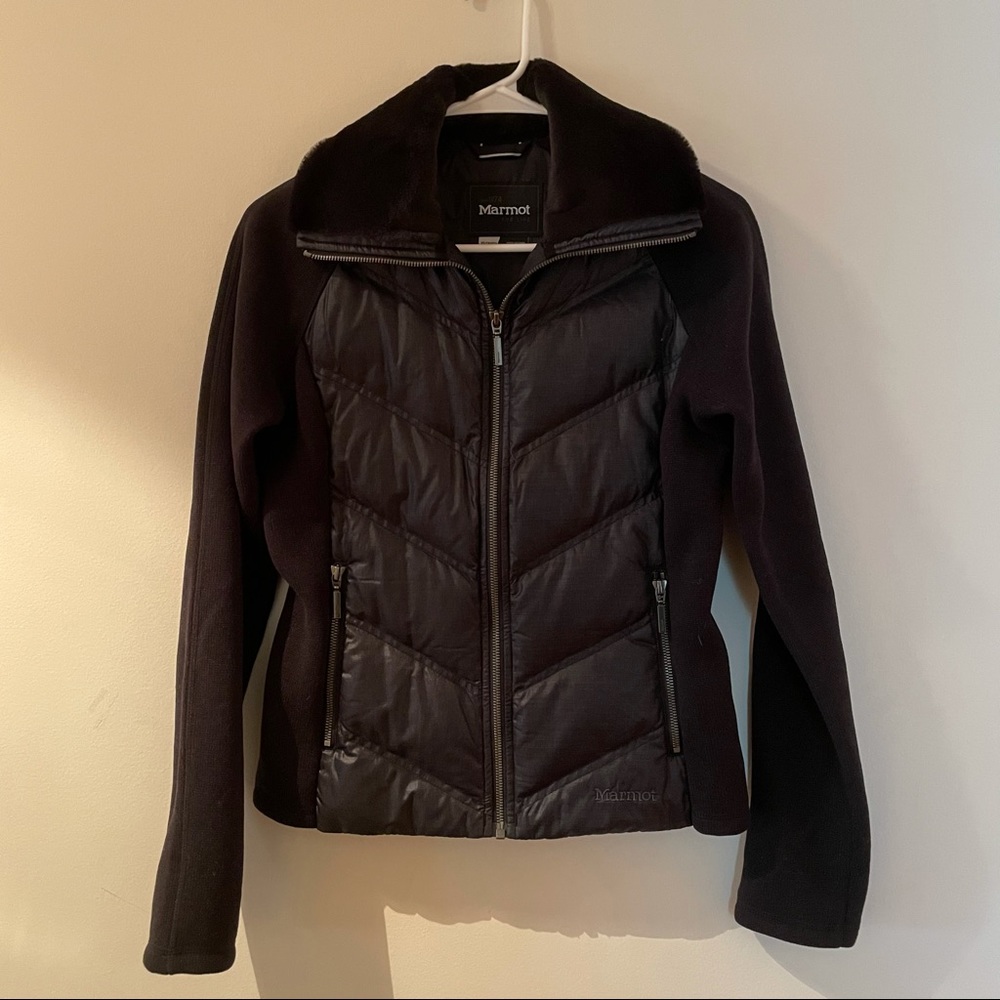 Marmot Faux fur collared down puffer jacket